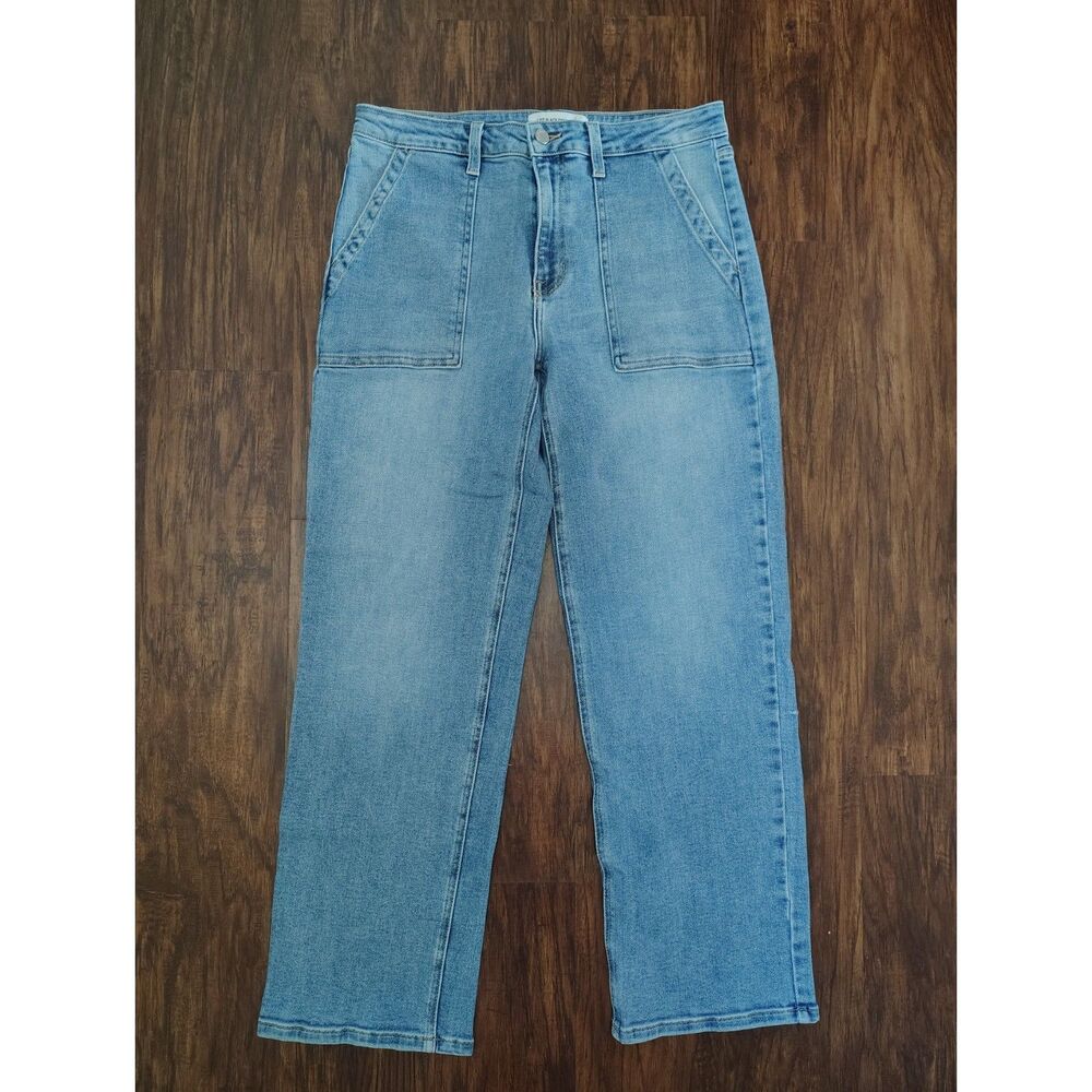 Just Black Denim Wide Leg Jeans Light Wash High Rise Size 29 USA Made - Picture 2 of 6